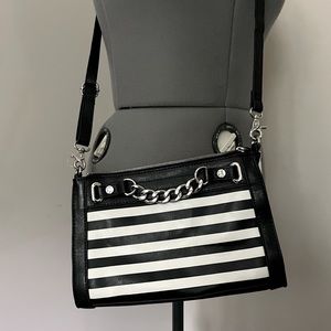 NWOT Emma Fox Black White Stripe Crossbody Bag